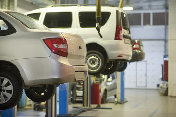 Fototapeta premium Detail of autoservice garage. 