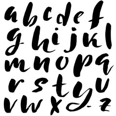 Hand drawn font made by dry brush strokes. Grunge style alphabet
