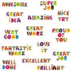 Positive feedback messages in colorful pattern © hibrida
