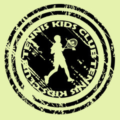 Tennis kids club with boy silhouette