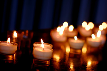 Burning candles in the church