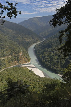 The Tista River flowing through Sikkim