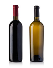red and white wine bottle
