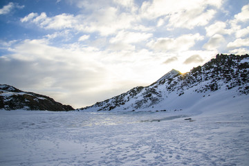 The majestic mountain peaks of the Eastern Sayan mountains.