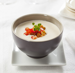 Ajoblanco, typical cold summer soup from Spain.