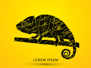 Chameleon designed using grunge brush graphic vector.