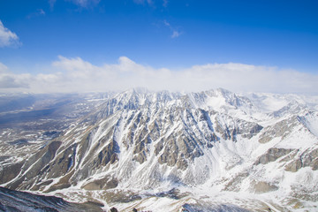 The majestic mountain peaks of the Eastern Sayan mountains.