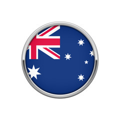 Round silver badge with Australian flag