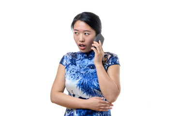 Chinese woman reacting in shock and dismay