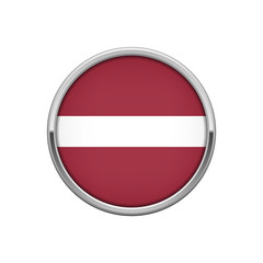 Round silver badge with Latvian flag
