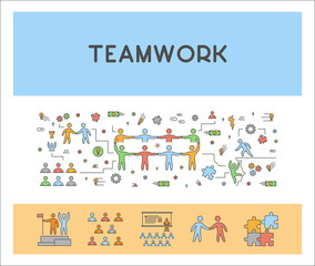 Vector line web concept for teamwork