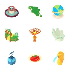 Country Singapore icons set. Cartoon illustration of 9 country Singapore vector icons for web