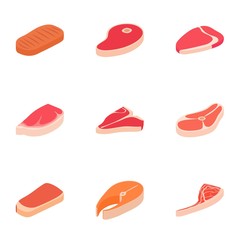 Beef icons set. Cartoon illustration of 9 beef vector icons for web