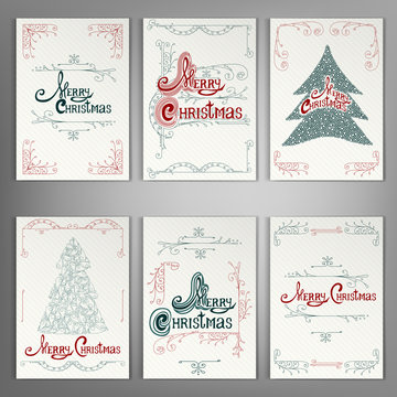 Set Of Christmas  Greeting Cards.