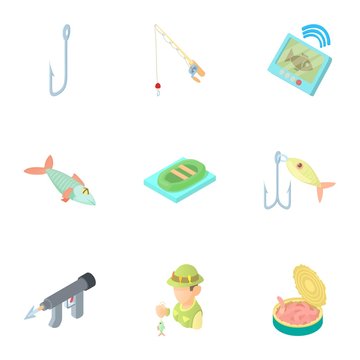 Fish icons set. Cartoon illustration of 9 fish vector icons for web