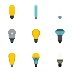 Lighting icons set. Flat illustration of 9 lighting vector icons for web