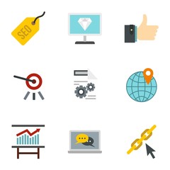 Promotion icons set. Flat illustration of 9 promotion vector icons for web