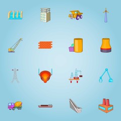 Production icons set. Cartoon illustration of 16 production vector icons for web