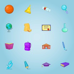 Education icons set. Cartoon illustration of 16 education vector icons for web