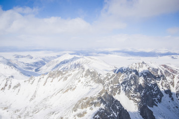 The majestic mountain peaks of the Eastern Sayan mountains.