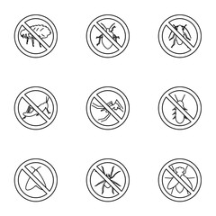 Insects icons set. Outline illustration of 9 insects vector icons for web
