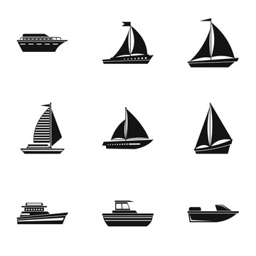 Ocean transport icons set. Simple illustration of 9 ocean transport vector icons for web