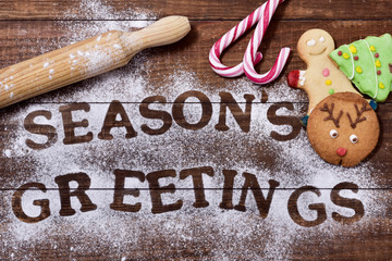 christmas cookies and text seasons greetings © nito