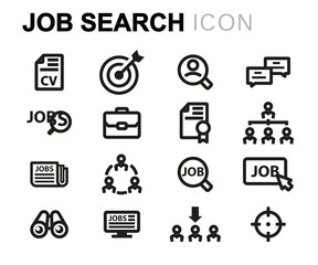 Vector line job search icons set