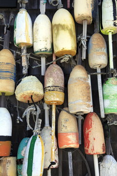 Lobster buoys, Cape Cod National Seashore, Orleans, Cape Cod, Massachusetts, New England