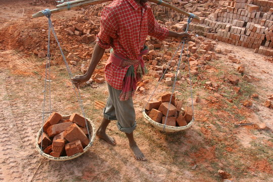 Worker in a West Bengal brick factory, Gamarkunda, West Bengal