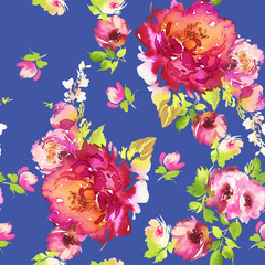 Seamless pattern with flowers watercolor