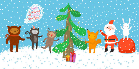 Santa Claus with little bunny.