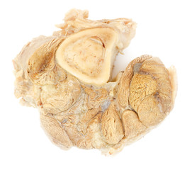 Boiled pork with bone isolated on white