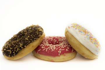 Colorful donuts. Isolated on white background