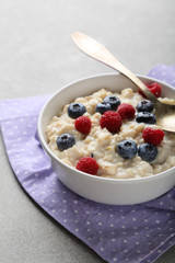 Breakfast bowl with raspberry