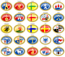 Set of icons. Counties of Sweden flags.