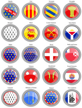 Set of icons. Regions of France flags.