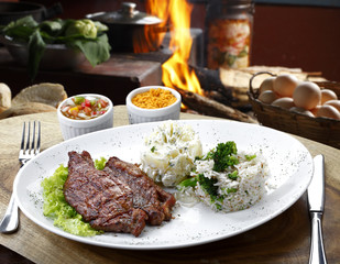 meat rice vegetables potato