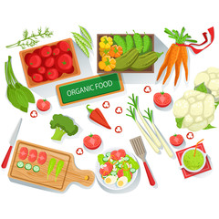 Collection Of Different Fresh Organic Vegetables Illustration With Farm Grown Eco Products