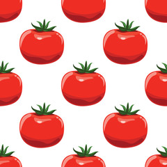 Tomatoes seamless pattern background. Flat color style design