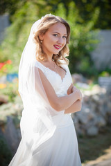 portrait of a beautiful bride garden