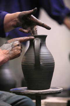 Pottery workshop at Sainte-Marie de la Pierre qui Vire Catholic abbey, Saint Leger Vauban, Yonne, France