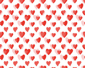 Fototapeta na wymiar Hearts of love - vector red seamless pattern