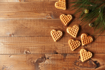 wooden background with cookies