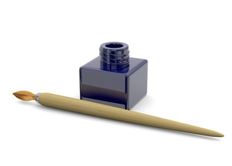 Inkstand and old nib - 3D