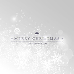 Merry Christmas - Silver Grey Modern Style Happy Holidays Greeting Card Sparkling Bright Blurred Background 