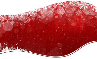 red christmas background with fox and deer