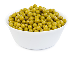 Marinated green peas in bowl isolated