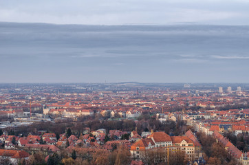 Fototapeta na wymiar city of Leipzig in Germany from above