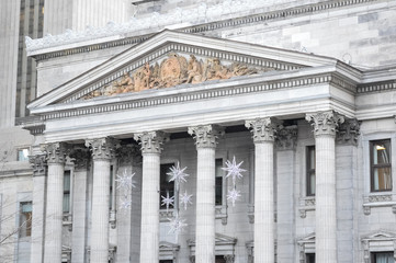 Christmas decoration with snowflakes in Montreal old port